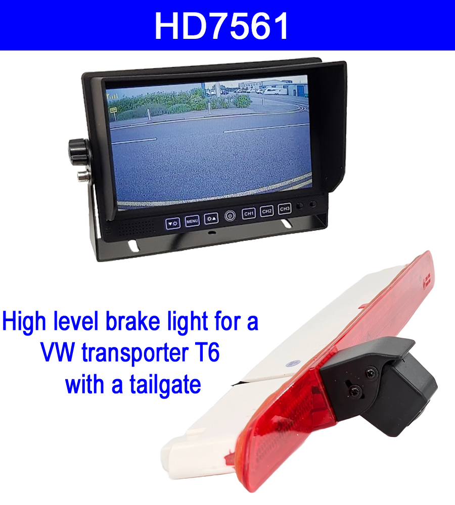 7 inch colour dash mount monitor and brake light reversing camera for 2015+ VW T6